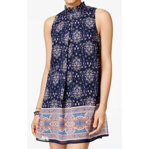 Speechless L blue with paisley print shift dress.